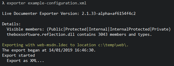 Preview of console application